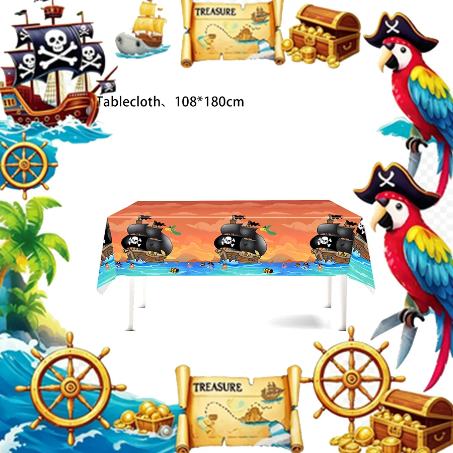 Pirate Birthday Party Supplies Decoration Tableware Tablecloth Paper Cup Plate Napkin Wedding Outdoor Holiday Party Decorations - view 6