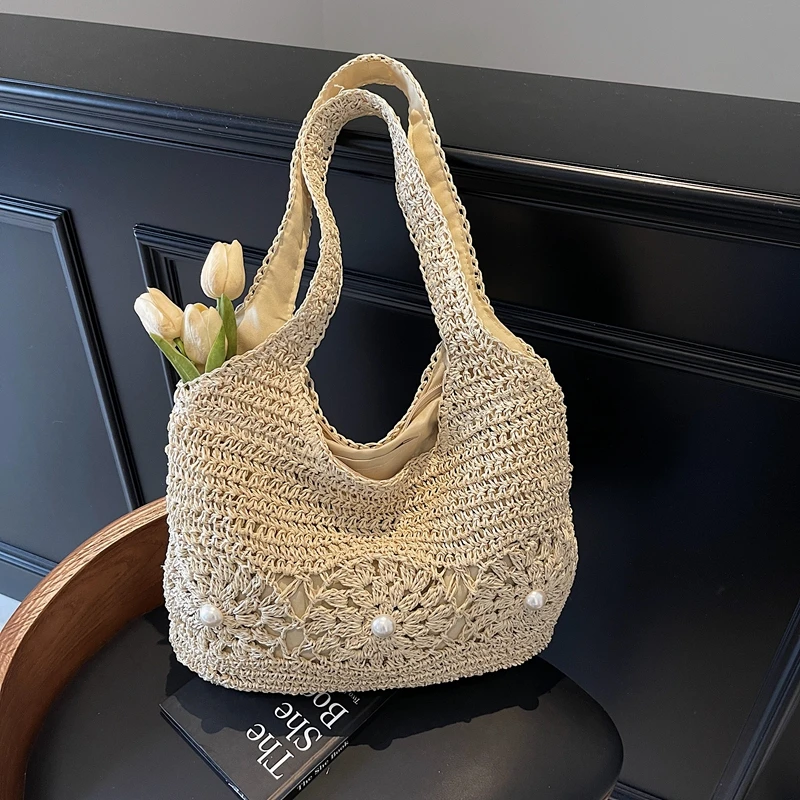 

Сумки на плечо большой вместимости из соломы, повседневные сумки на молнии, 2021, высококачественные сумки для женщин, универсальные молодежные женские сумки