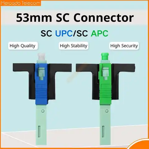 SC APC 고속 커넥터 53mm, 단일 모드 커넥터 FTTH 툴 콜드 커넥터 SC UPC 광섬유 퀵 커넥터, 50/100/200 PCS