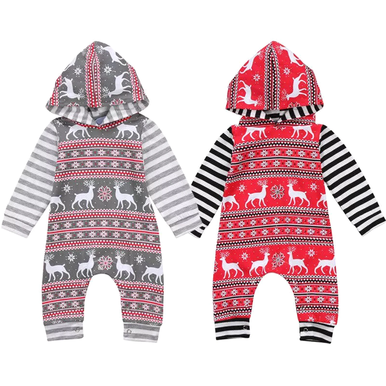 

Children Aged 0-24 Months Cute Casual Jumpsuit Long Sleeved Hoodie With Deer Print Suitable For Spring and Autumn Seasons