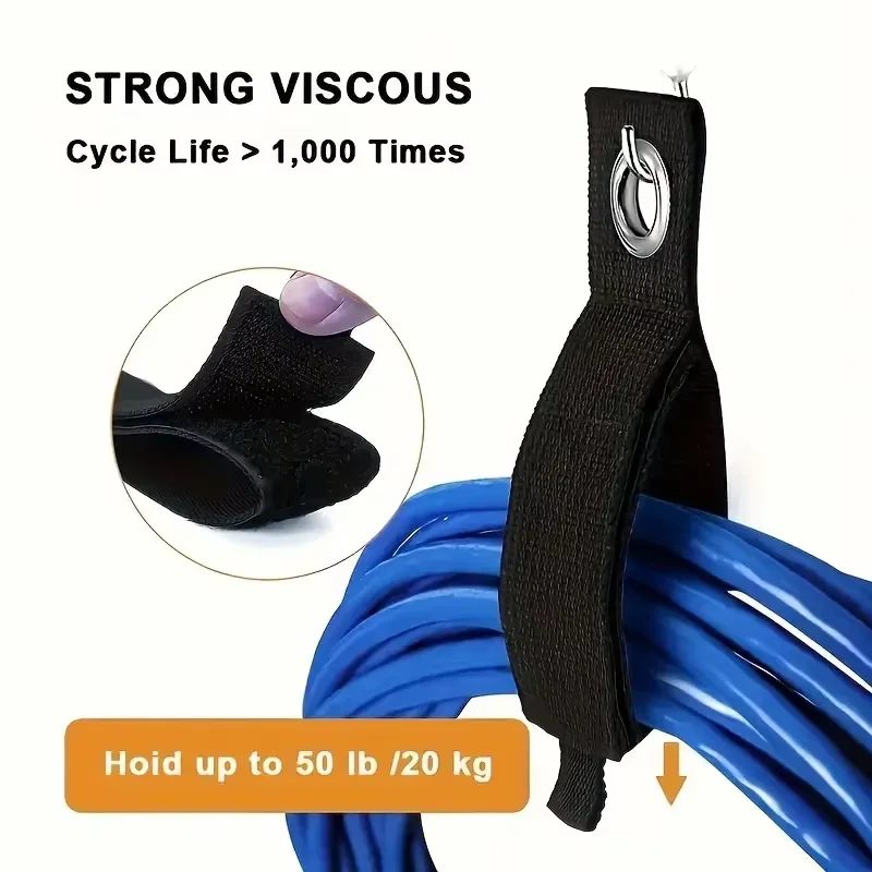 3/10 Piece Storage Straps Extension Cord Storage Organiser, Car Park Wall Strap and Garden Hose Storage