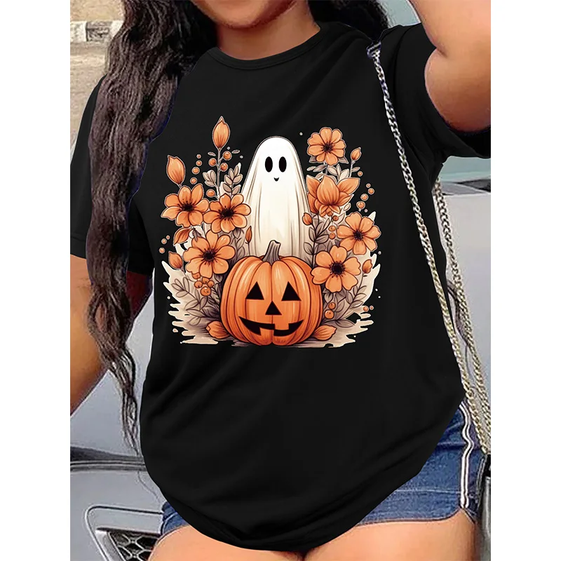 

Halloween Fun Pumpkin Print T-shirt Women's Casual Fashion Top Harajuku Pattern T-shirt Summer S-XXL Top Vintage Clothes