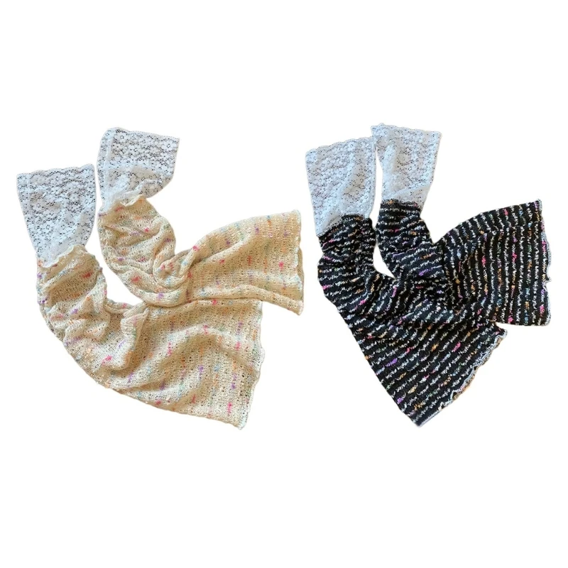 

Женские красочные вязаные гетры с цветочной кружевной отделкой, носки до икры с рукавами