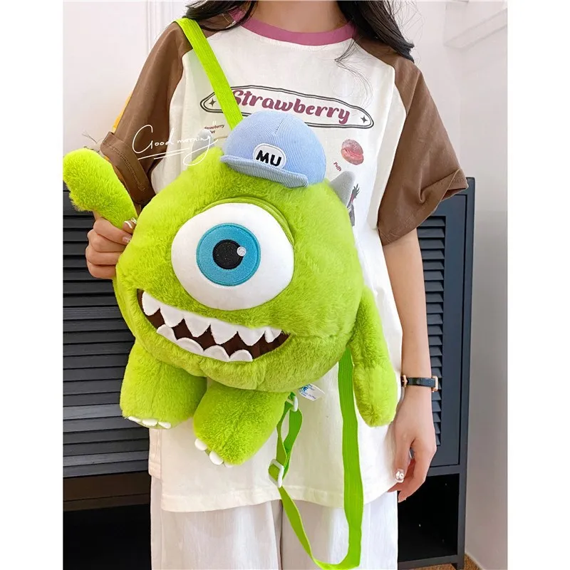 32cm Monster University Plush Backpack Monster Mike Wazowski Anime Figure Crossbody Bags Soft Kawaii Decor Plushies Toys Gift