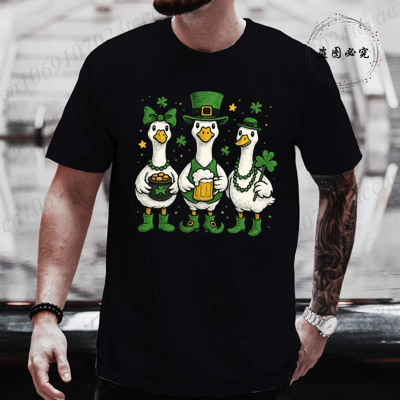 Funny St Patrick’s Day Drinking Tee for Men Women, Irish Cheers T-Shirts, Silly Goose Pub T-Shirts,Lucky Duck Irish Gift Tee