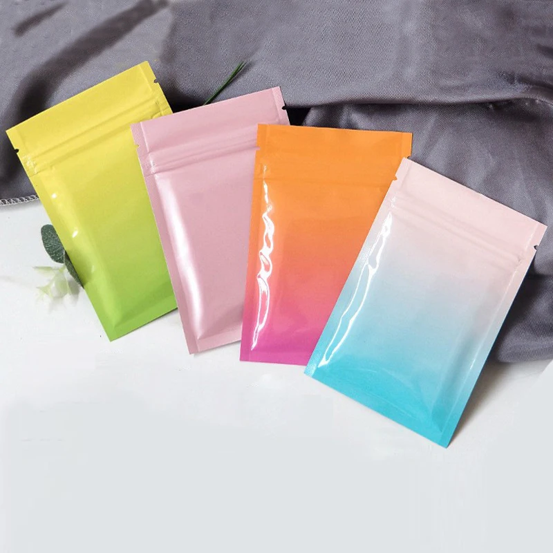 Resealable Aluminum Foil Flat Glossy Matte Colors Hermetic Packaging Pouches Candy Jewelry Coffee Heat Sealing Zip Lock Bags