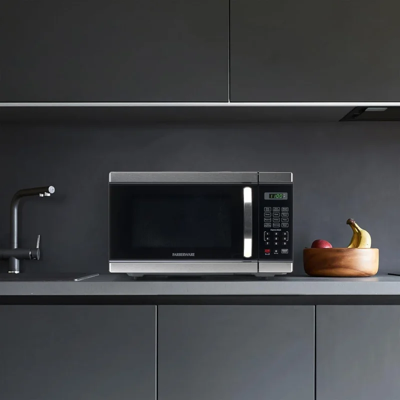 

(UUX)Столешница 1000 Вт, 1,1 куб. футов. - Микроволновая печь со светодиодной подсветкой и замком от детей, идеально подходящая для квартир UQ