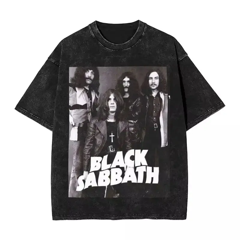 Black Sabbathes Metal Music Washed T Shirts Hip Hop Band Men Women T-shirt Oversize Streetwear Cotton Graphic Tops Tops Tees