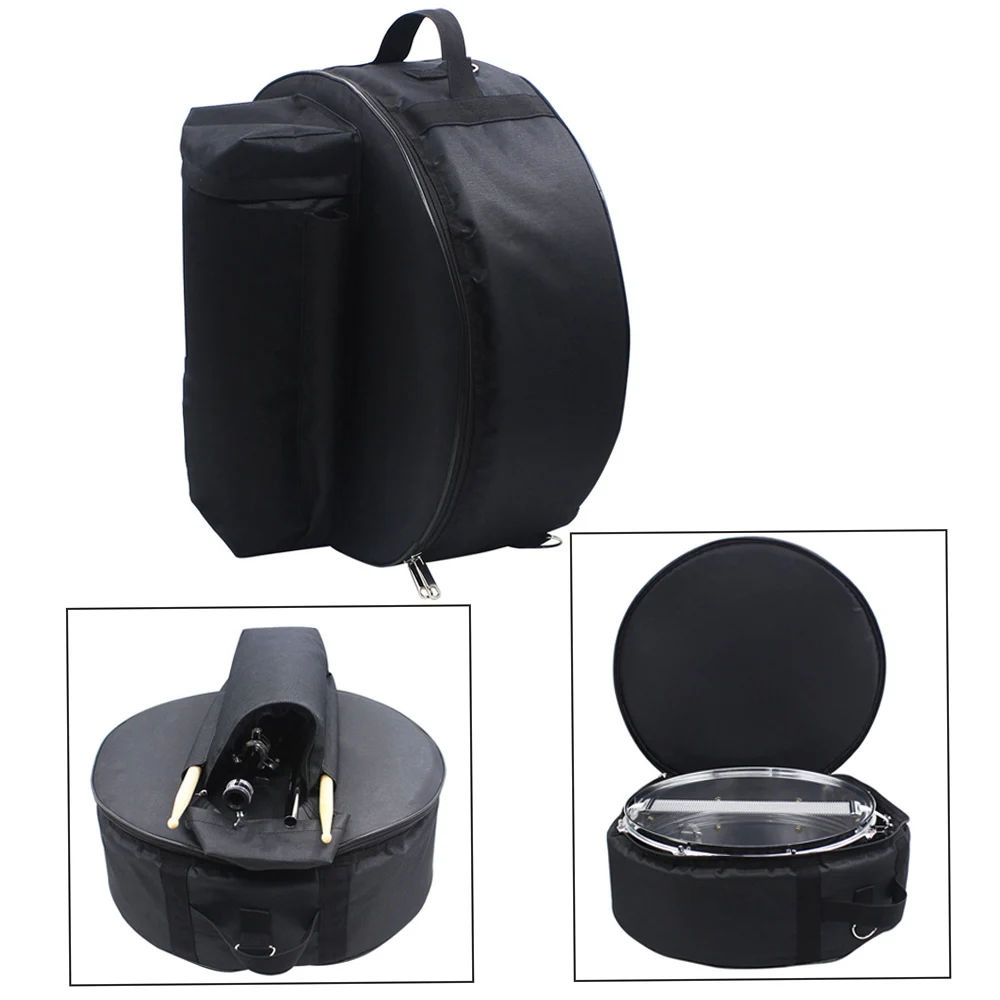 Durable 14 Inch Snare Drum Bag Backpack Case with Shoulder Strap Outside Pockets Storage Bag