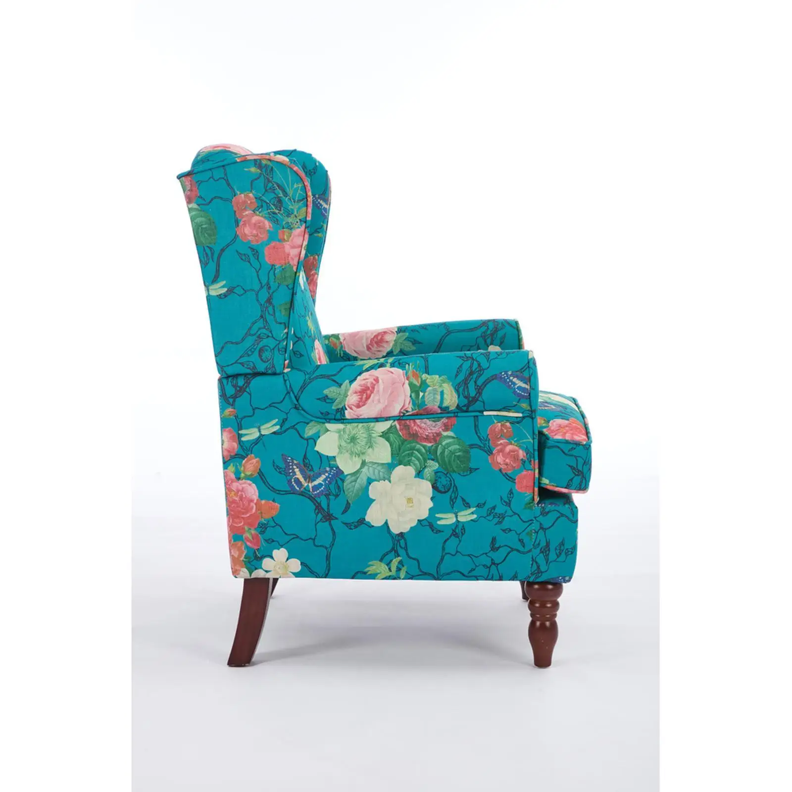 

Living Room Accent Chair Upholstered Armchair with Floral Print Decorative Cushions for Studio or Bedroom Seating