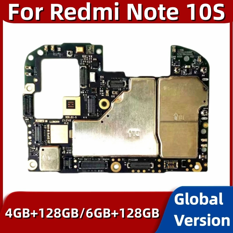 Motherboard for Xiaomi Redmi Note 10S, 64GB, 128GB, Global ROM, Mainboard, with Google Play Store Installed