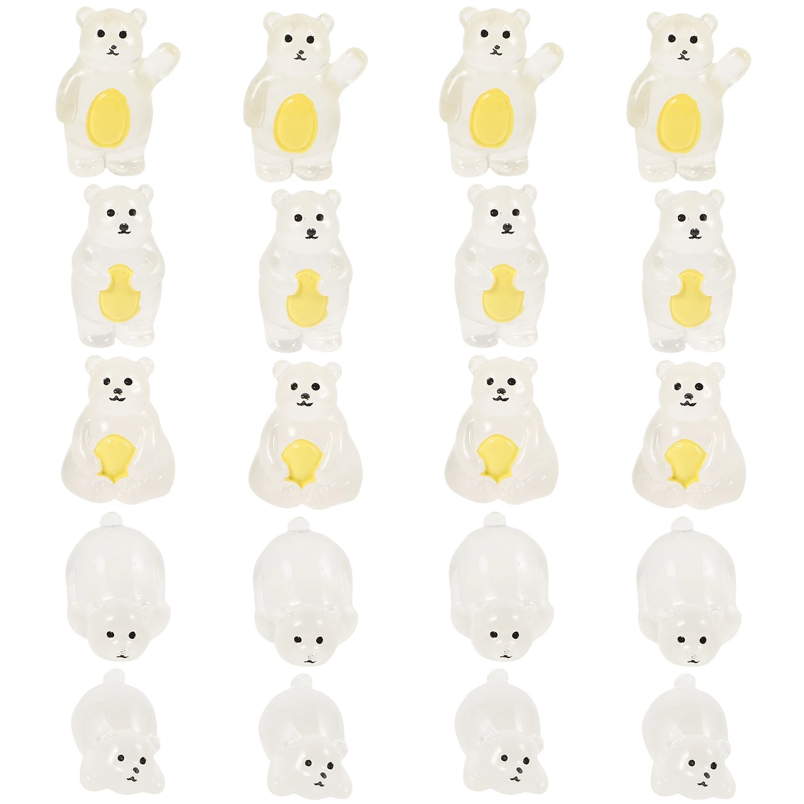 

20Pcs Luminous Mini Resin Bear Decoration for Garden Lawn Desktop Yard Balcony Cute Small Animal Statue Outdoor Ornament