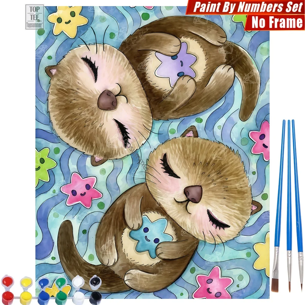 

Набор для рисования по номерам «Спящие выдры и звезды» - Картина на холсте «Теплые исцеляющие волны», подарок на День мёртвых для мужа