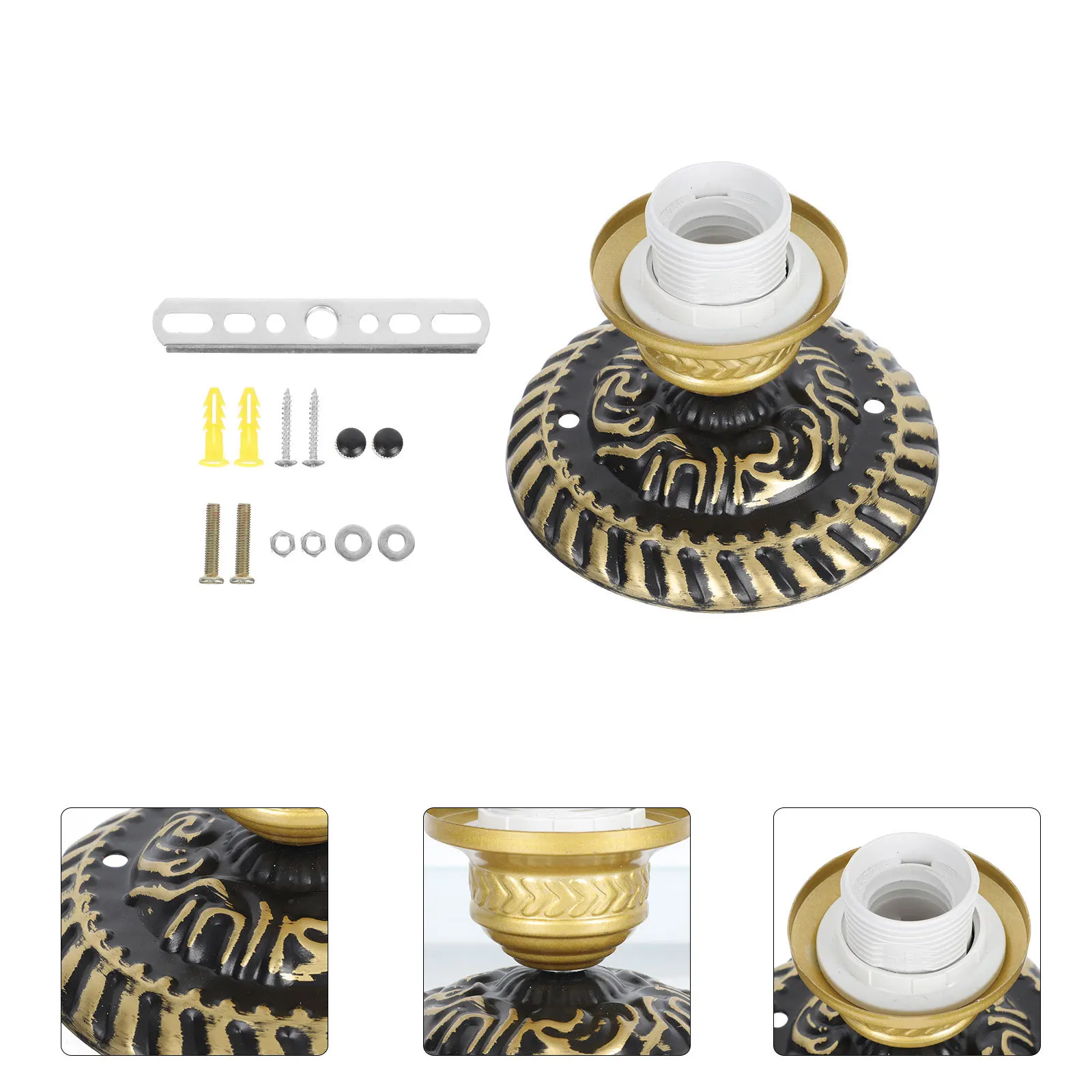 

1Set Simple Lamp Holder E27 Threaded Socket Multipurpose Light Fixture with Screws for Kitchen Aisle Living Room Installation