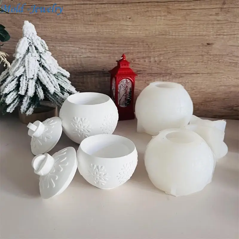 69HB Detailed Cups Mold Sturdy Silicone Snowflake Sphere Shaped Mold For Candle Holders And Decorations