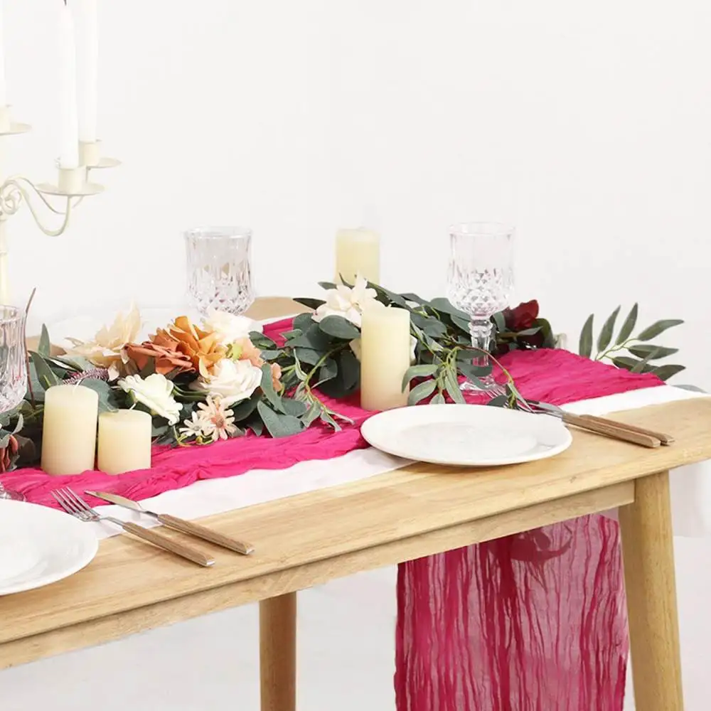 Boho Cheesecloth Table Runner Gauze Tablecloth Wedding Event Decoration Rustic Soft Textured Durable Home Textiles