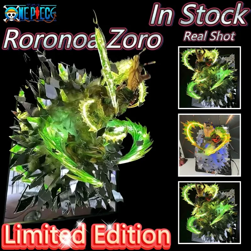 

33cm One Piece ATT Broken Mirror Zoro Three Sword Style Limited Statue Anime Collectible Figure Wano Country Battle Decor Gift
