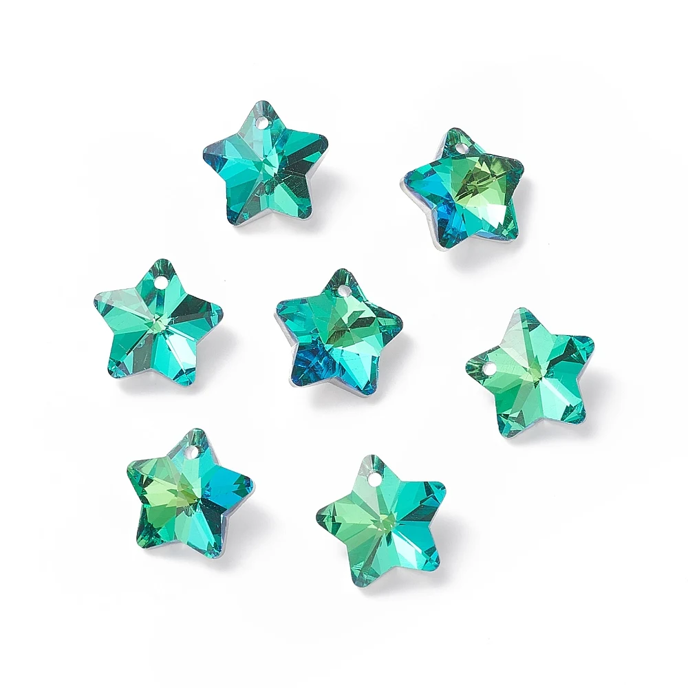 10Pcs Star Pendant Ornament Electroplate Glass Charms Faceted Star Glass Charms Pendant Jewelry Making Charms for Women DIY