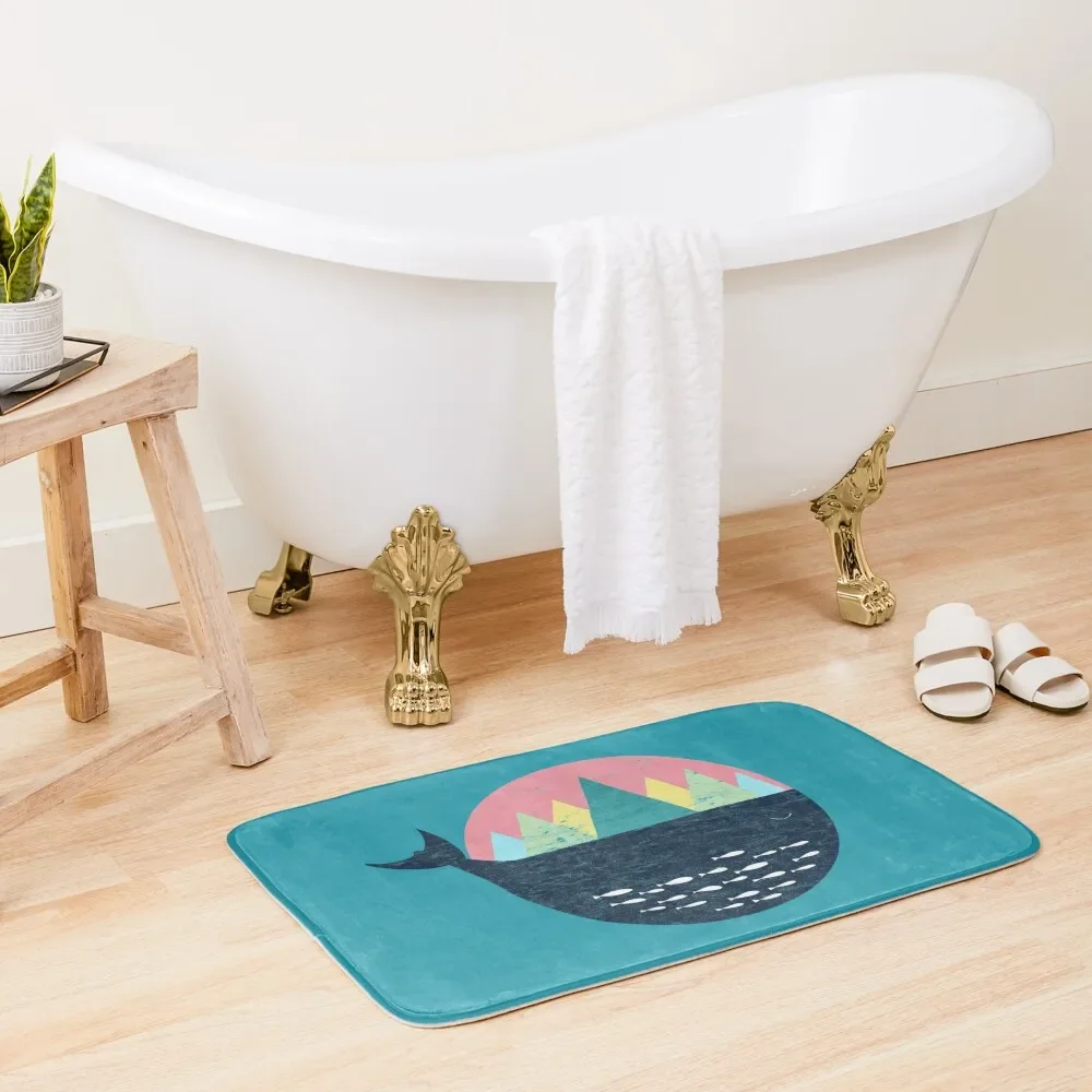 

Whale, Fjord, Norway Retro Gift and Souvenir Bath Mat House Entrance Non-Slip Bathtub Mat