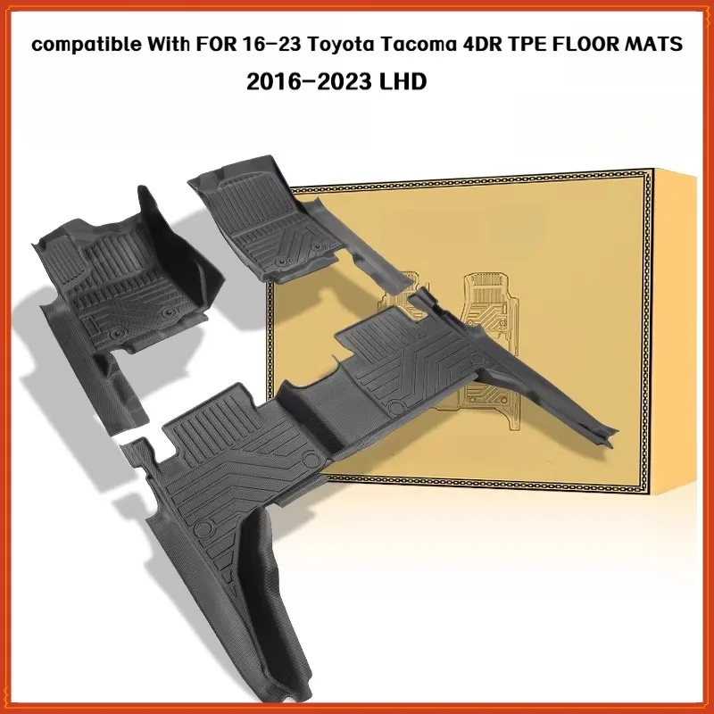 TPE Floor Mats compatible with For Toyota Tacoma 4DR 2016-2023 LHD Full Coverage Waterproof Surround threshold accessories