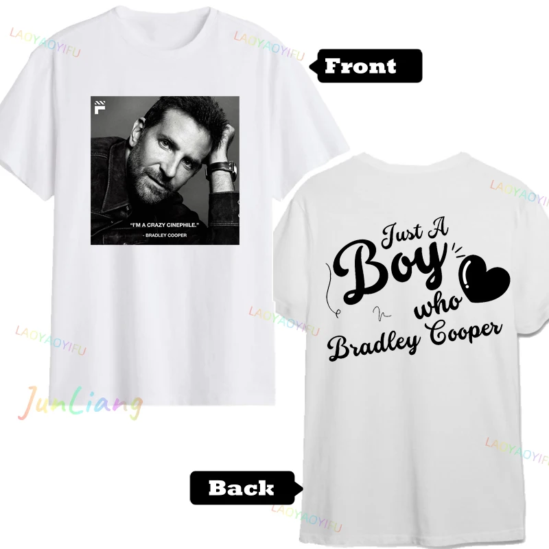 Bradley Cooper Retro 90s เสื้อกันหนาวผู้ชายเสื้อยืด Vintage Unisex คลาสสิก Y2k เสื้อผ้าผ้าฝ้าย 100% แขนสั้น Tee Tshirt เสื้อผ้า