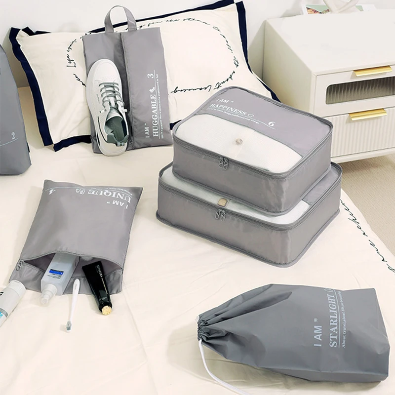 6 Buah Kubus Kemasan Perjalanan Tas Penyimpanan Tahan Air Kepar Kualitas Baik Tas Organizer Bagasi Kantong Organizer Pakaian Terlihat Jaring