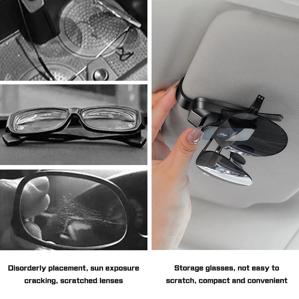 Wheel Hub,Fashion Car Sun Visor Glasses Clip For BMW E46 E39 E60 E90 E92 E87 F10 F30 F20 F01 F07 G20 G30 G60 M Eyeglasses Holder view 2