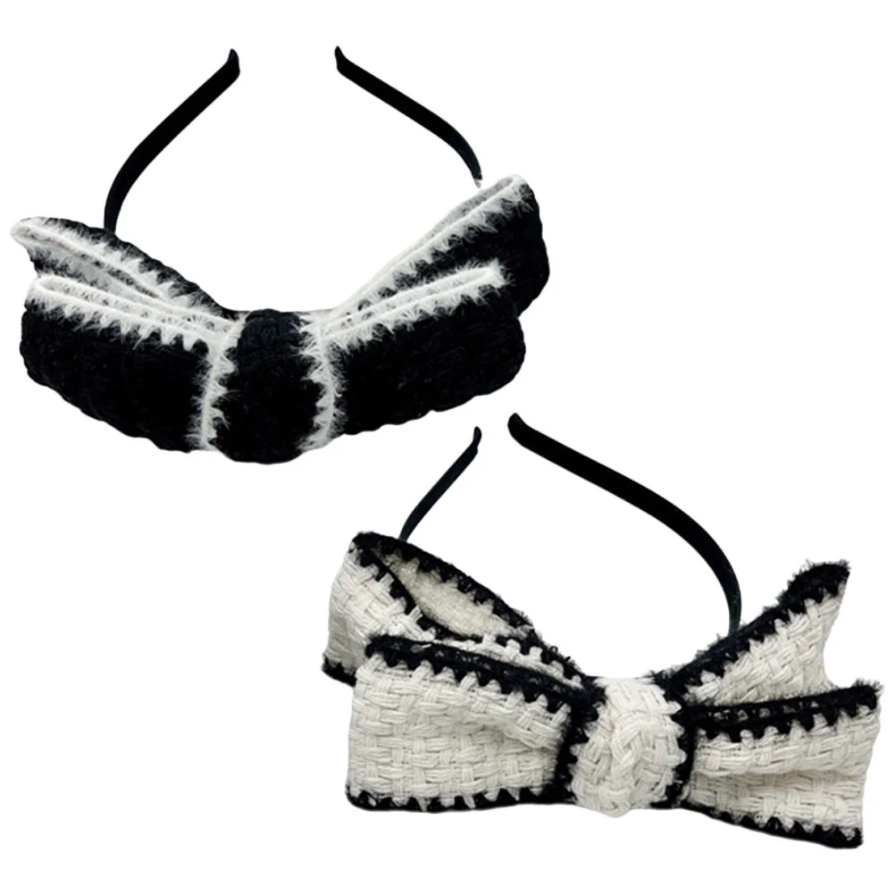 2 Pcs Bow Headband Bowknot Hair Bows for Women Ties Accessory Bands Xiaoxiangfeng Hairband Big