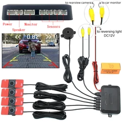 Car Video Parking Sensor tronics Assistance 13mm Adjustable Flat Sensors Reverse Backup Radar Sensor Detector Sound Buzzer Alarm