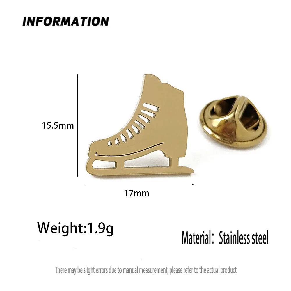 Metal costume brooch. Skating shoe ice surface sport stainless steel brooch, universal badge pin, exquisite and compact gift
