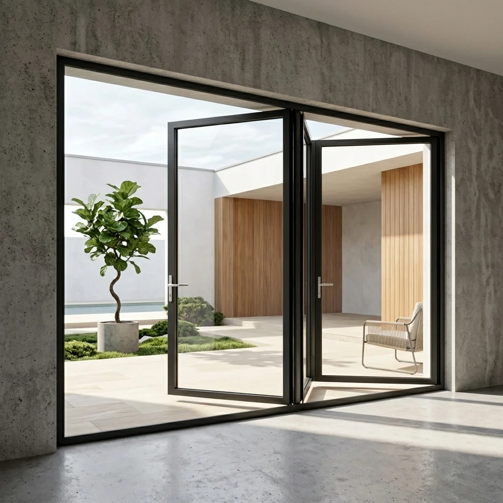 American StandardDouble Glazed Tempered Glass Aluminium Alloy Profile Luxury Modern Folding Door Interior