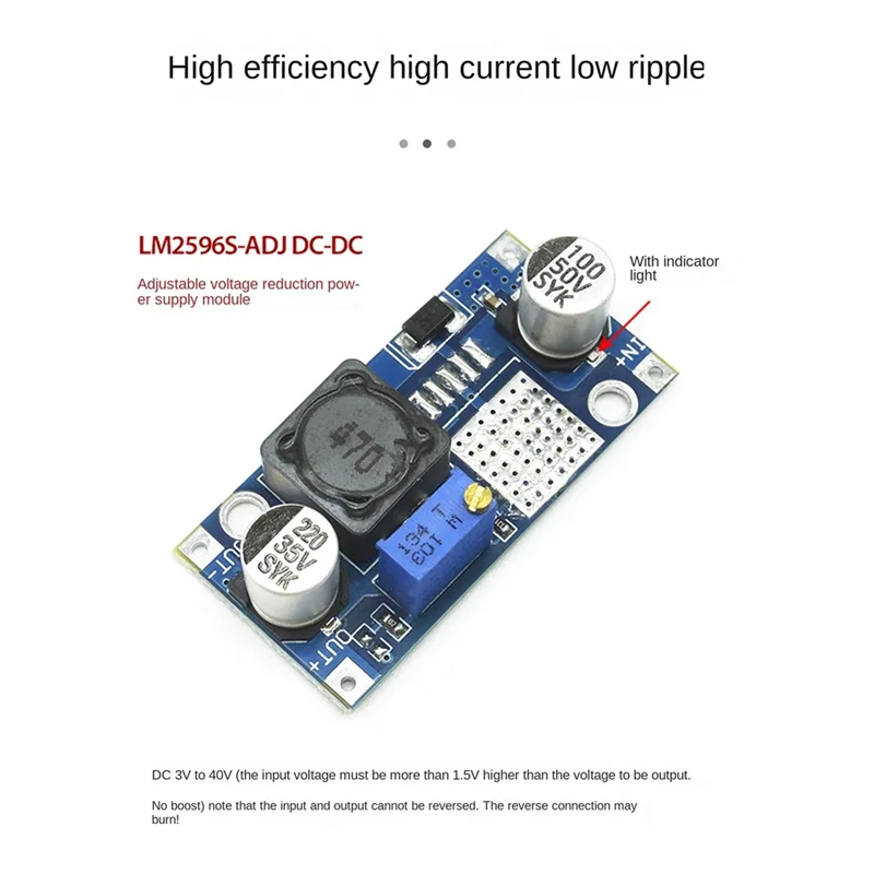 2 pezzi LM2596S-ADJ 3-40V DC-DC LM2596S Regolatore di tensione Powers Modulo Scheda 3A Convertitore Buck Blu-Nero