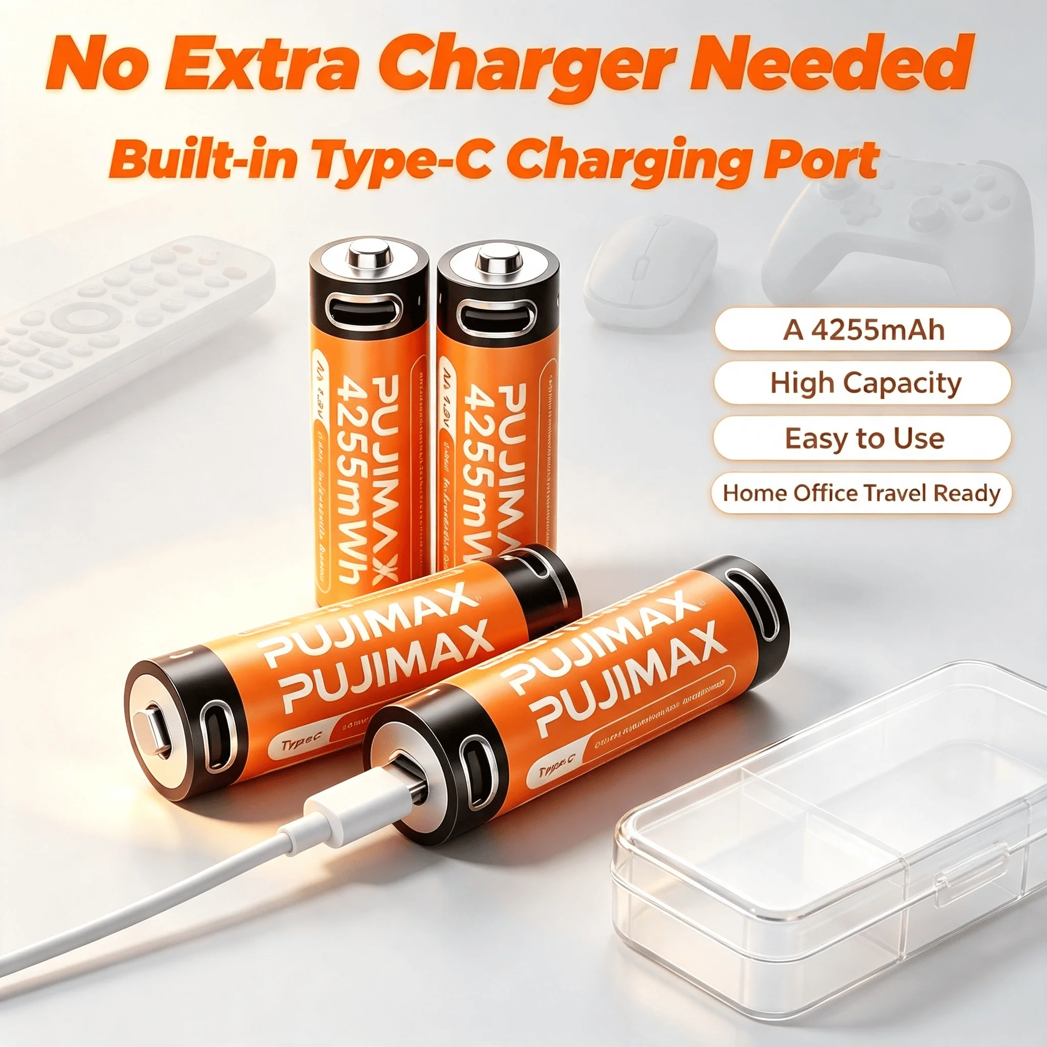 1.5V AA AAA High Capacity Rechargeable Lithium Battery, Durable Long Lasting Power Cells Suitable for Electronic Keys