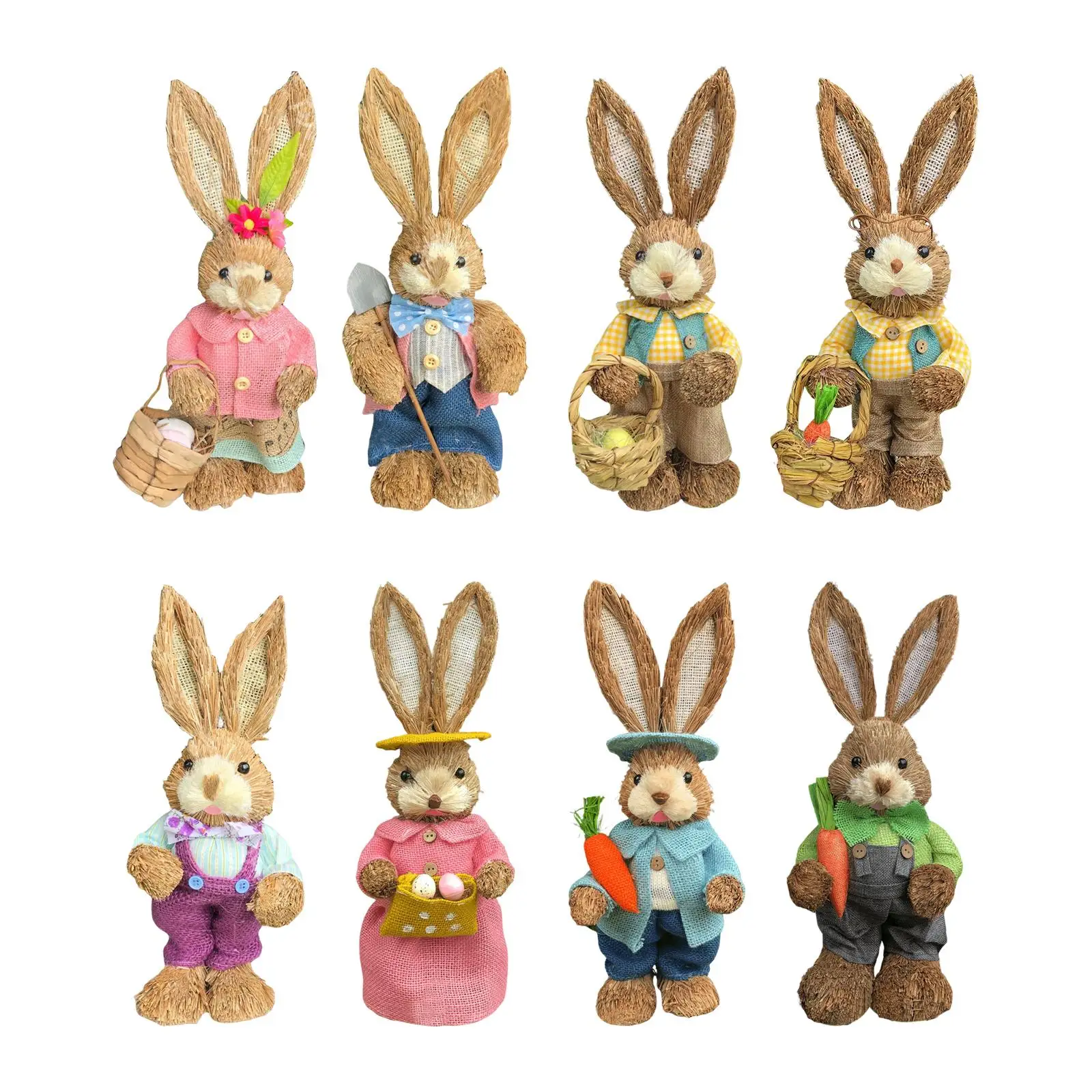 Stroh gewebte Kaninchen Figur Hase Statue Ostern Skulptur Foto Requisiten Kunst handwerk für Zuhause Tischplatte Party Dekoration Ornament