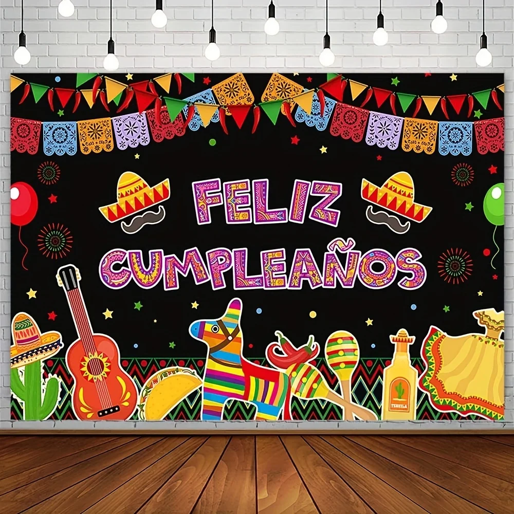 Alles Gute zum Geburtstag, mexikanisches Festival, Party-Dekoration, Zubehör, Kaktus-Ballon, Karneval, Geburtstagskuchen, Tischbanner, Fotos, Requisiten