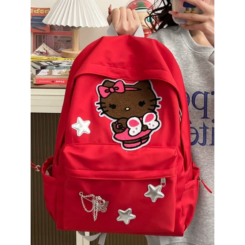 Sanurgente-Sac à dos étudiant Hello Kitty pour enfants, sac à dos léger de dessin animé mignon, sac à dos anti-taches de grande capacité, nouveau