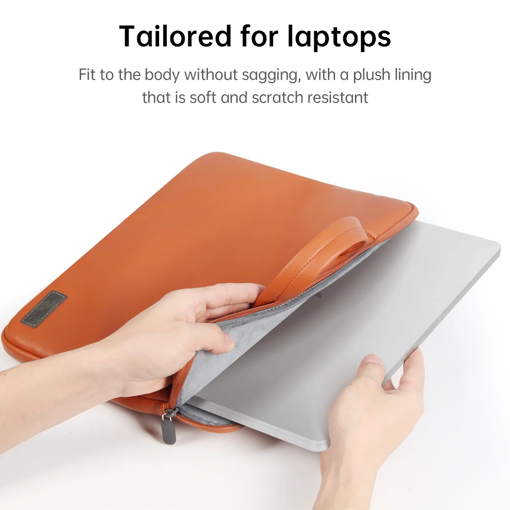 Leather Laptop Handbag for Apple Macbook Lenovo HP 11 12 13 14 15 Inch Briefcase Business Shockproof Soft Computer Notebook Bag