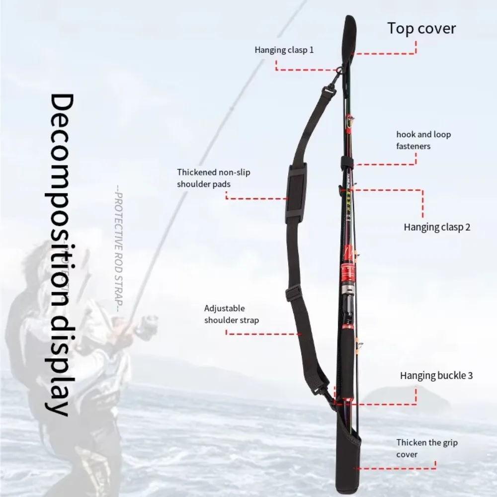 Fishing Rod Storage Bag Adjustable Fishing Rod Shoulder Belt Portable Fishing Rod Belt Protector Reel Fishing Accessories