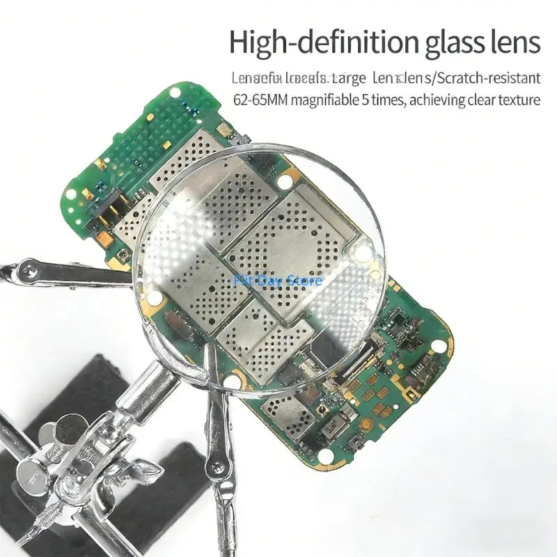 F92C Helping Hands Magnifier Soldering Station For Professional Electronics Repair With Adjustable Arm And 360 Rotating