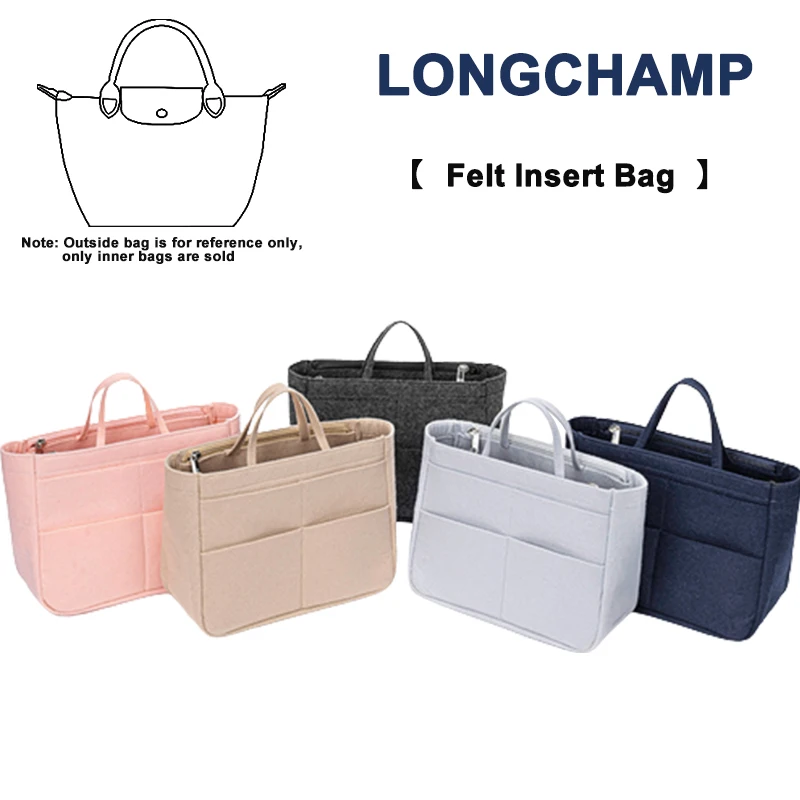 EverToner Insert Bag For Longchamp Women Makeup Organizer Felt Inner Bag liner Travel Organizer Portable Cosmetic Bag Shaper