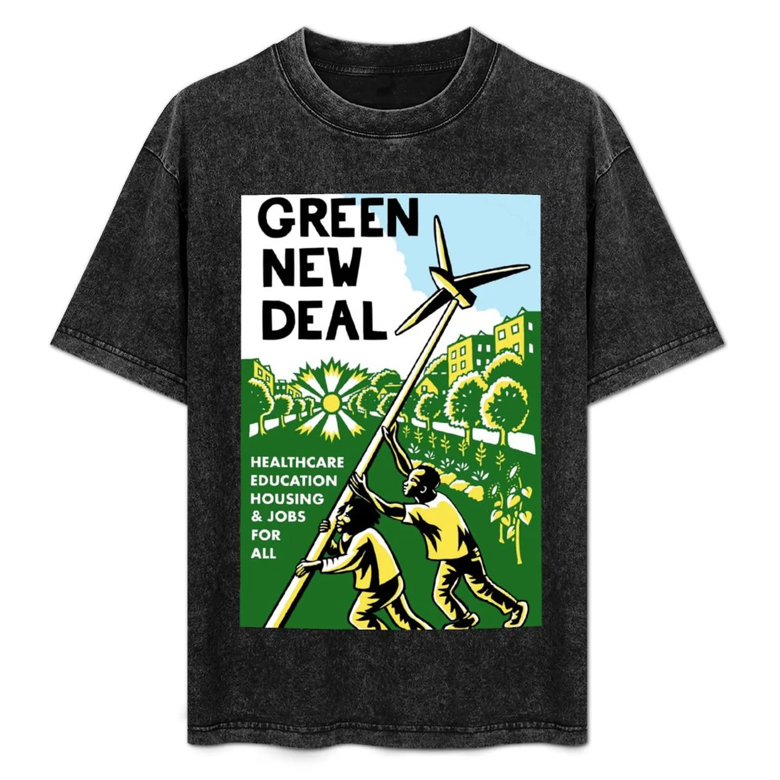 green new deal posters T-Shirt summer top street wear sweat shirts, men