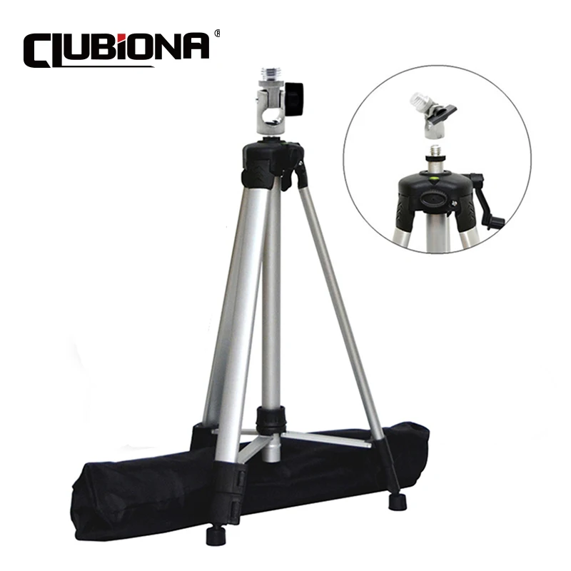 CLUBIONA Treppiede telescopico regolabile universale in alluminio da 1,5 m Testa inclinabile filettata 5/8,1/4 a sgancio rapido per fotocamera con livelli laser
