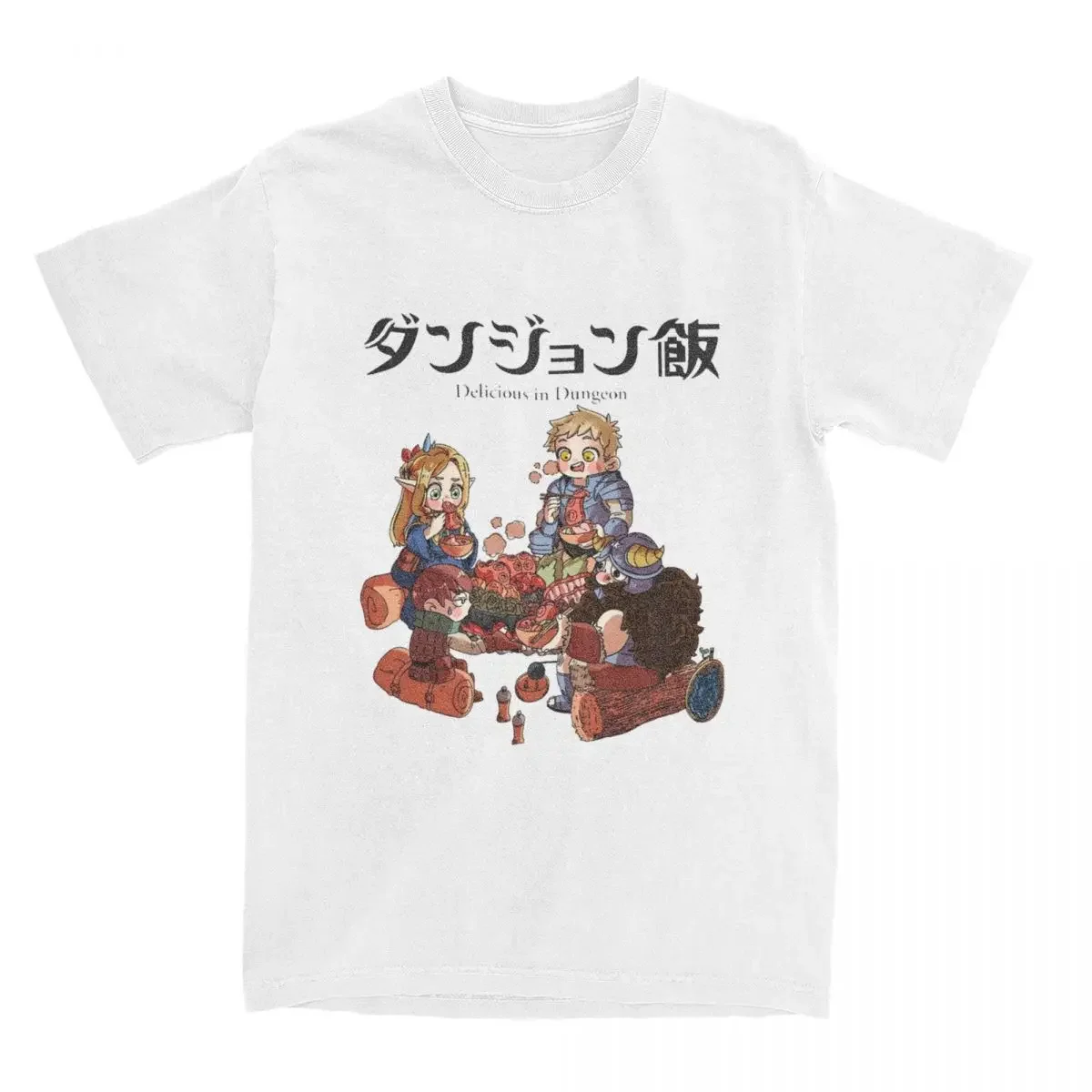 

Dungeon Meshi Lets Eat T-Shirt for Men Delicious in Dungeon Novelty 100% Cotton Tees O Neck Short Sleeve T Shirts Clothing