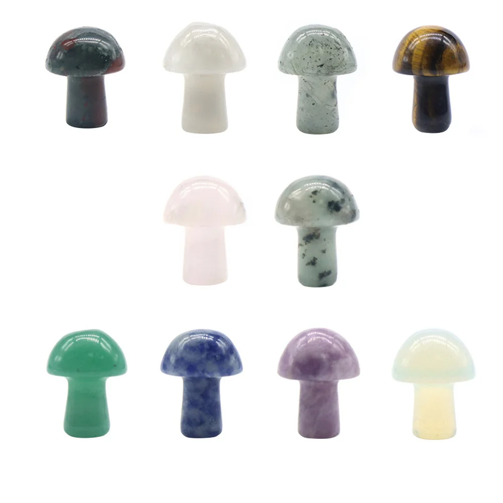 

10Pcs Mini Crystal Mushrooms Decorative Sculptures Realistic Garden Bonsai Ornament Crystal Mushroom Sculptures