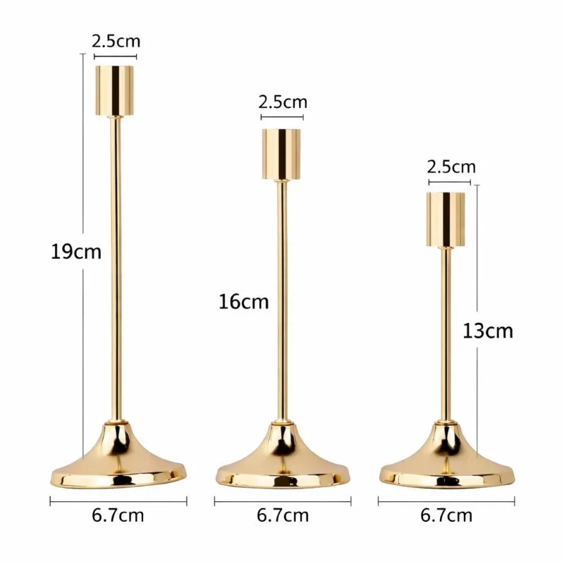 3pcs Metal Wedding Candlestick Romantic Candle Light Dinner Props Desktop Candle Holder for Banquet Restaurant Bar Table Decor