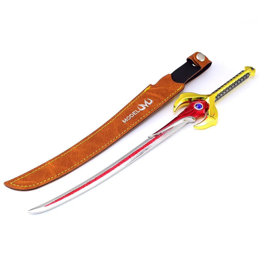 Modello di armi periferiche anime Knight giapponese Flame Knife 30CM custodia in pelle versione interamente in metallo oggetto di visualizzazione artigianale regalo prop