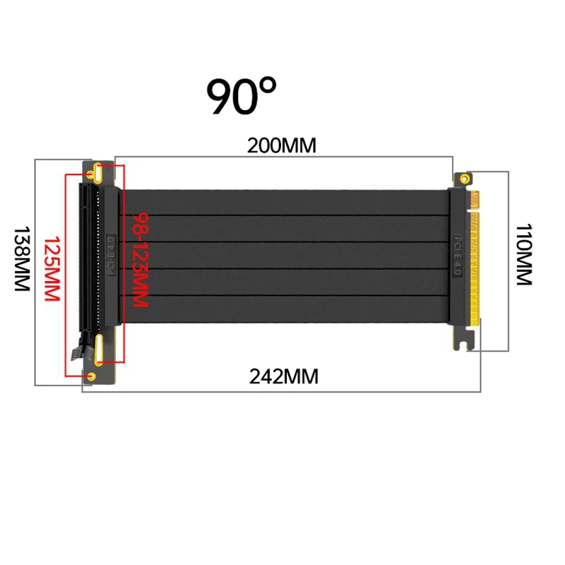 PCI Express 4.0 Vertical GPU Mount 3 Slot ,Graphics Card Holder Kit GPU Long Bracket with Pcie 4.0 16X Riser Extension Cable