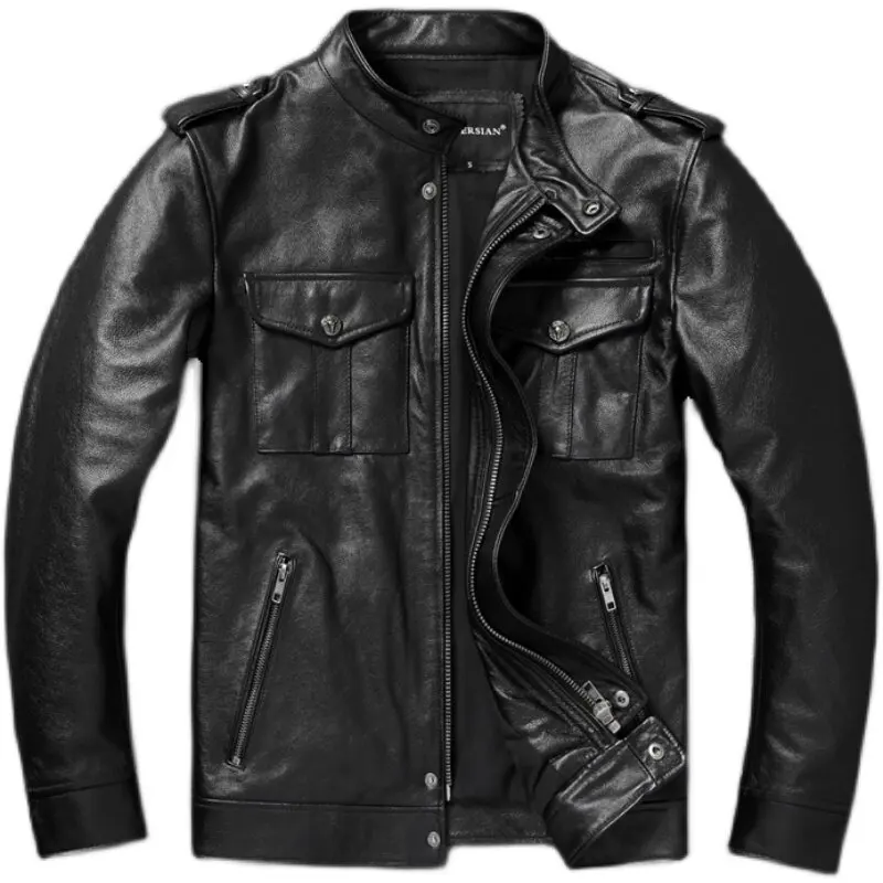 Genuine Leather Man Jackets Slim Soft Cowhide Jackets Streeetwear Fall Fashion Leather Coat Mens Clothing Special Offer view 5