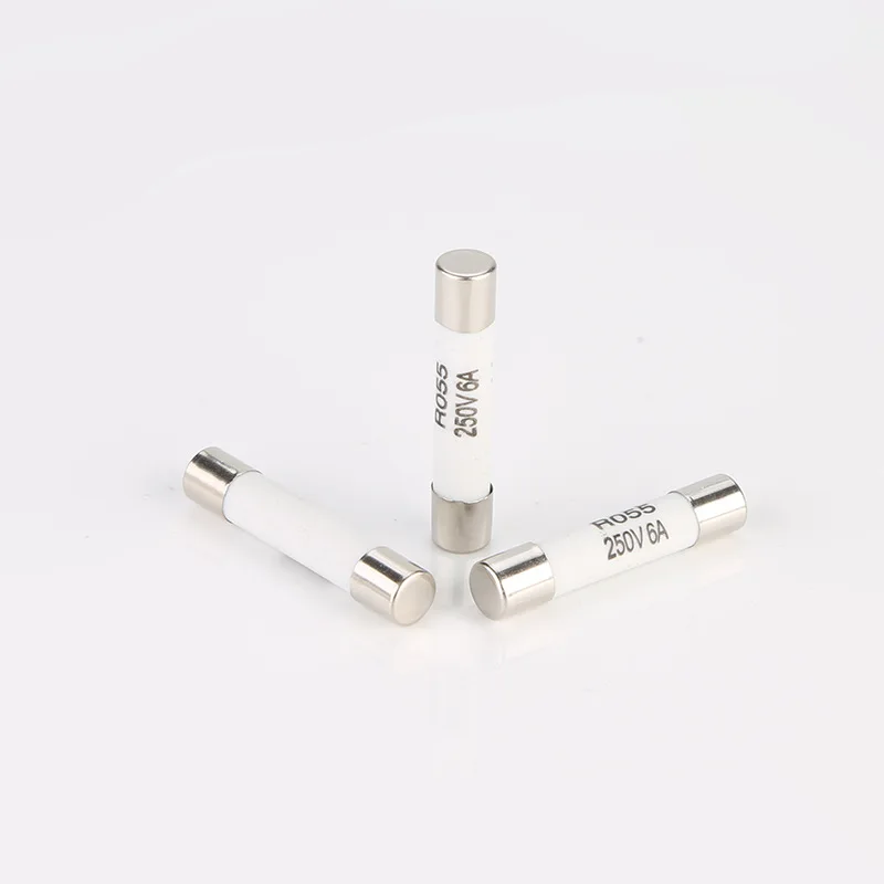 R055 5x20mm Ceramic Cartridge, 250V 0.5A-20A Fast Blow, 100Pcs Bulk with Nickel Plated Caps