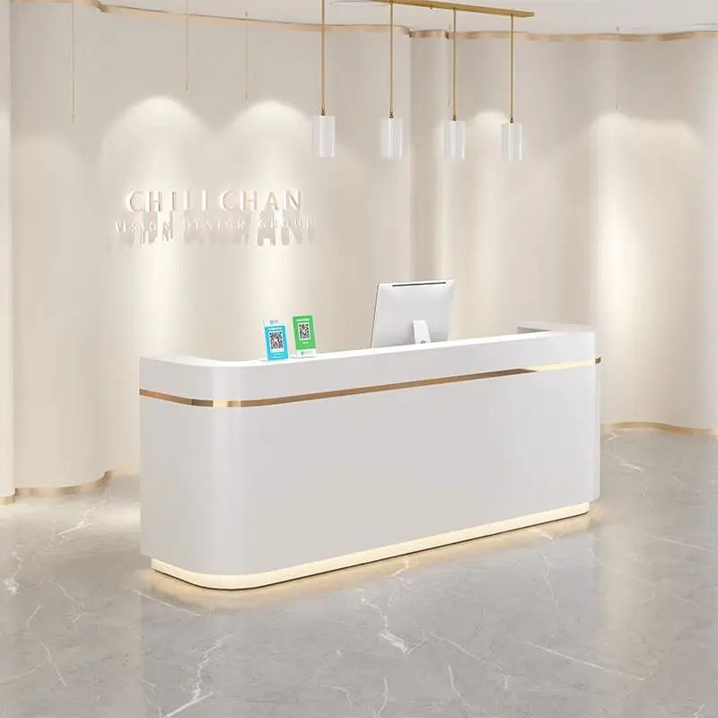 Yjq small simple modern light luxury clothing store front desk imitation marble beauty salon company reception desk
